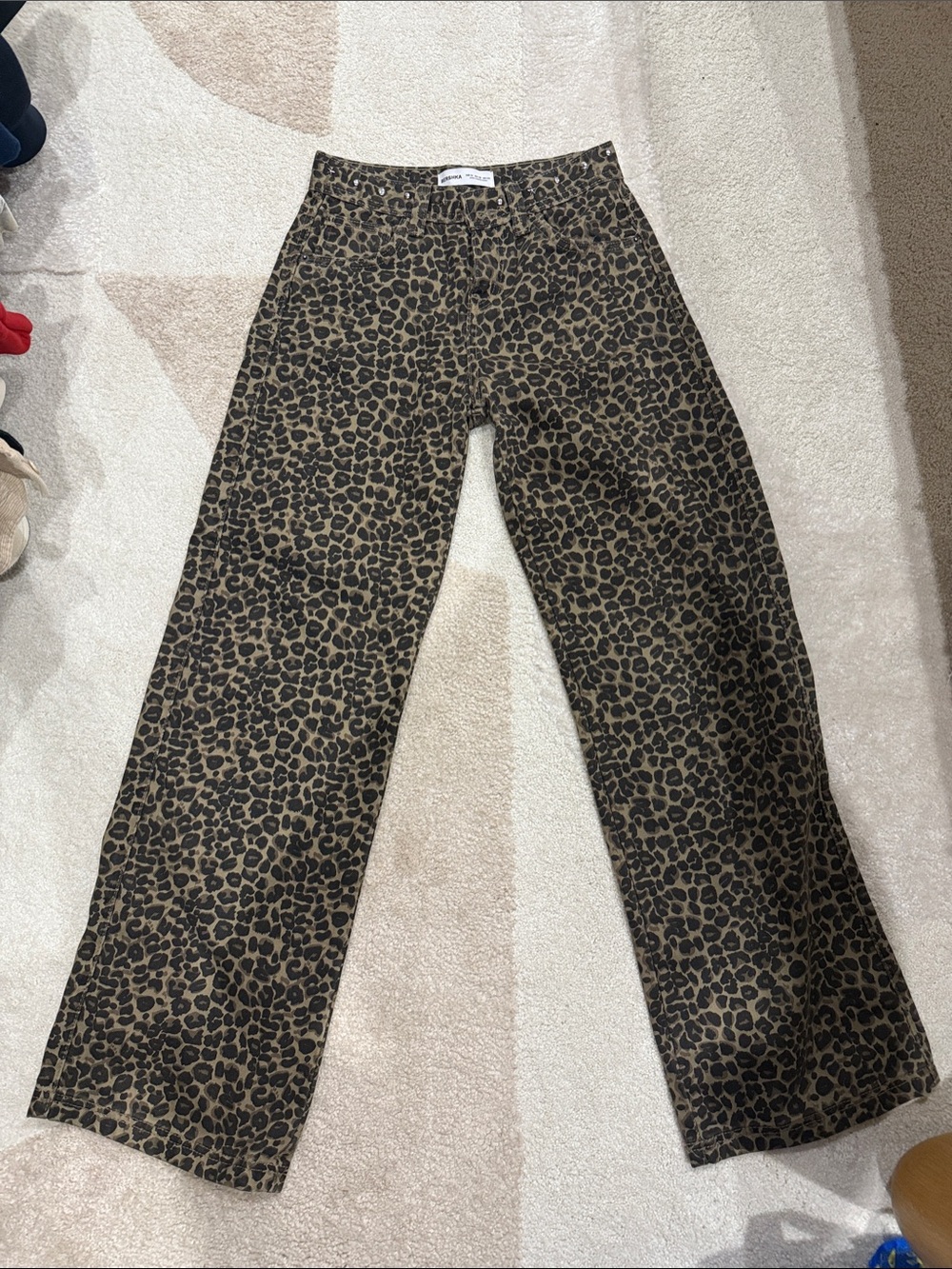 Leopard Print Wide Leg Pants - Brown/Black